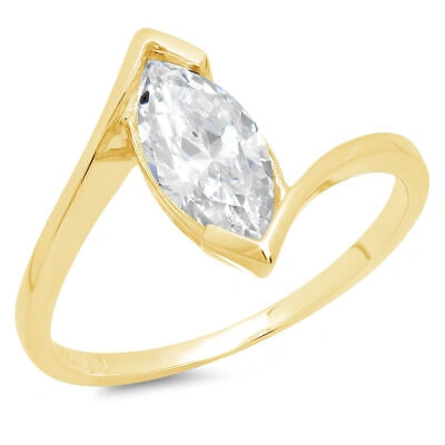 Pre-owned Pucci 1.9ct Marquise White Simulated Statement Promise Swirl Ring 14k Yellow Gold