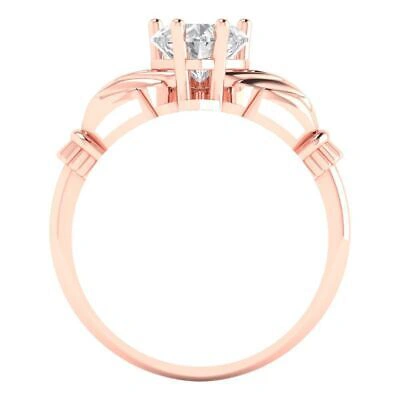 Pre-owned Pucci 1.35ct Heart Irish Celtic Simulated Engagement Anniversary Ring 14k Rose Gold In D