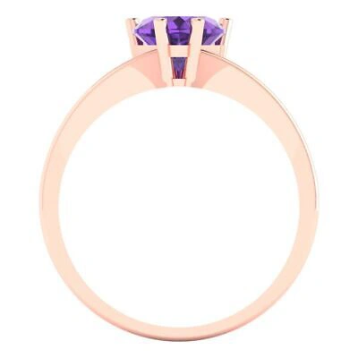 Pre-owned Pucci 1.5 Heart Split Shank Statement Bridal Classic Real Amethyst Ring 14k Rose Gold In Purple