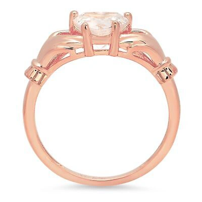Pre-owned Pucci 1.35ct Heart Irish Celtic Simulated Engagement Anniversary Ring 14k Rose Gold In D