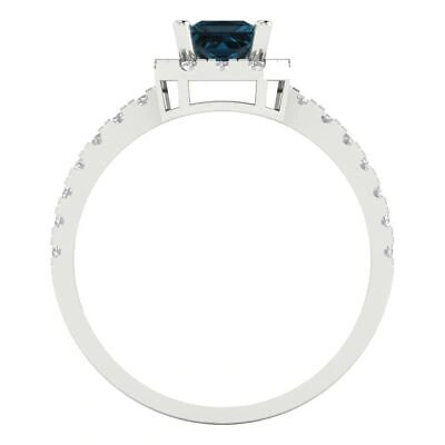 Pre-owned Pucci 1.4 Princess Royal Blue Topaz Promise Bridal Wedding Classic Ring 14k White Gold