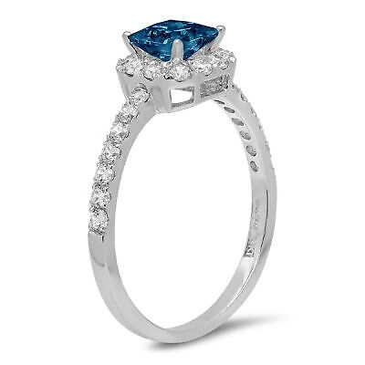 Pre-owned Pucci 1.4 Princess Royal Blue Topaz Promise Bridal Wedding Classic Ring 14k White Gold