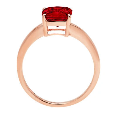 Pre-owned Pucci 2.5 Ct Asscher Designer Statement Bridal Classic Red Garnet Ring 14k Pink Gold