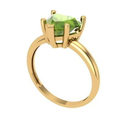 Pre-owned Pucci 2ct Heart Designer Statement Bridal Natural Peridot Ring Solid 14k Yellow Gold