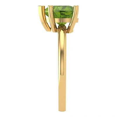 Pre-owned Pucci 2ct Heart Designer Statement Bridal Natural Peridot Ring Solid 14k Yellow Gold