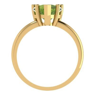 Pre-owned Pucci 2ct Heart Designer Statement Bridal Natural Peridot Ring Solid 14k Yellow Gold