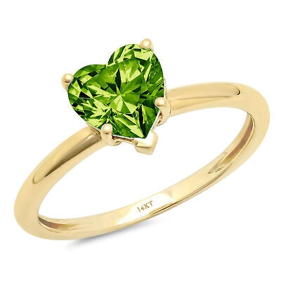 Pre-owned Pucci 2ct Heart Designer Statement Bridal Natural Peridot Ring Solid 14k Yellow Gold