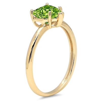 Pre-owned Pucci 2ct Heart Designer Statement Bridal Natural Peridot Ring Solid 14k Yellow Gold