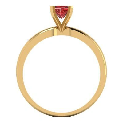 Pre-owned Pucci 0.5 Princess Cut Designer Statement Classic Real Red Garnet Ring 14k Yellow Gold