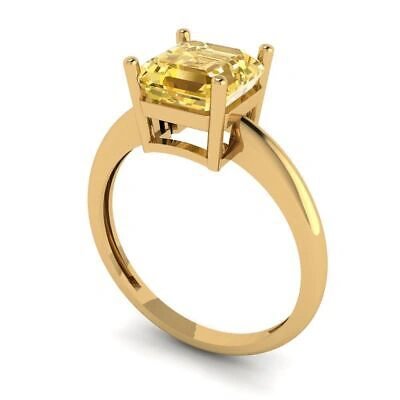Pre-owned Pucci 2ct Asscher Cut Simulated Yellow Stone Wedding Promise Ring 14k Yellow Gold