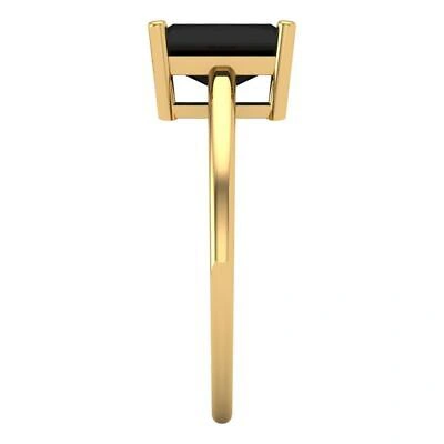 Pre-owned Pucci 2 Emerald Designer Statement Bridal Natural Onyx Ring Solid 14k Yellow Gold