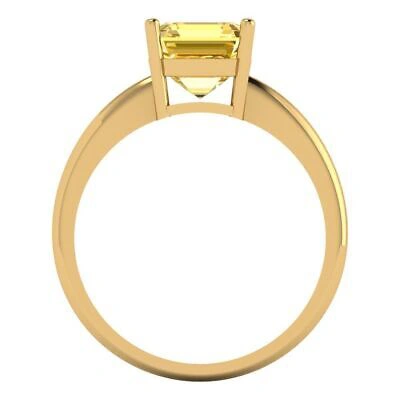 Pre-owned Pucci 2ct Asscher Cut Simulated Yellow Stone Wedding Promise Ring 14k Yellow Gold