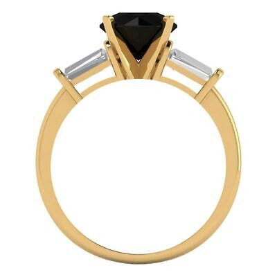 Pre-owned Pucci 2 Round 3 Stone Natural Onyx Classic Bridal Statement Ring Solid 14k Yellow Gold