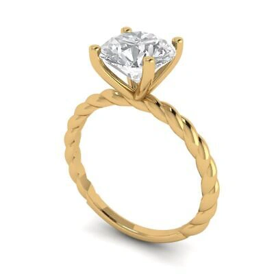 Pre-owned Pucci 1.8 Round Rope Knot White Simulated Statement Wedding Ring 14k Yellow Solid Gold