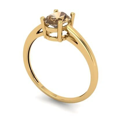 Pre-owned Pucci 1ct Oval Cut Simulated Champagne Wedding Promise Designer Ring Yellow Solid Gold