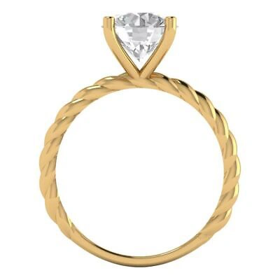 Pre-owned Pucci 1.8 Round Rope Knot White Simulated Statement Wedding Ring 14k Yellow Solid Gold