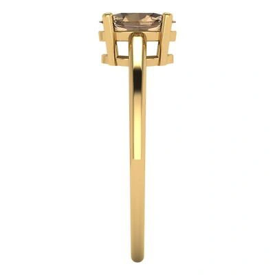 Pre-owned Pucci 1ct Oval Cut Simulated Champagne Wedding Promise Designer Ring Yellow Solid Gold
