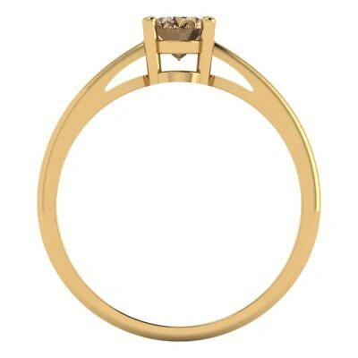 Pre-owned Pucci 1ct Oval Cut Simulated Champagne Wedding Promise Designer Ring Yellow Solid Gold