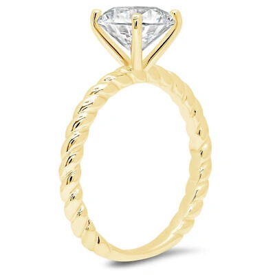 Pre-owned Pucci 1.8 Round Rope Knot White Simulated Statement Wedding Ring 14k Yellow Solid Gold