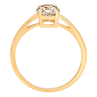Pre-owned Pucci 1ct Oval Cut Simulated Champagne Wedding Promise Designer Ring Yellow Solid Gold