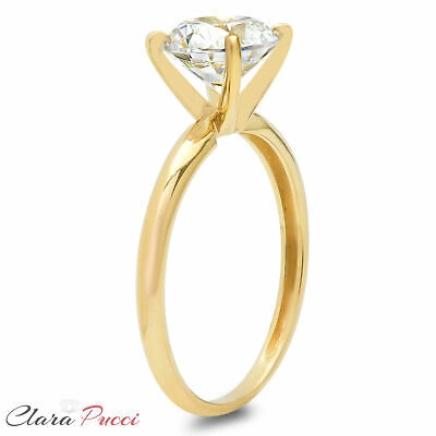 Pre-owned Pucci 0.5 Ct Round Cut Lab Created Diamond Stone 18k Yellow Gold Solitaire Ring In G-h