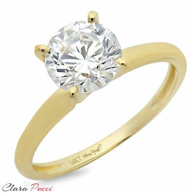 Pre-owned Pucci 0.5 Ct Round Cut Lab Created Diamond Stone 18k Yellow Gold Solitaire Ring In G-h