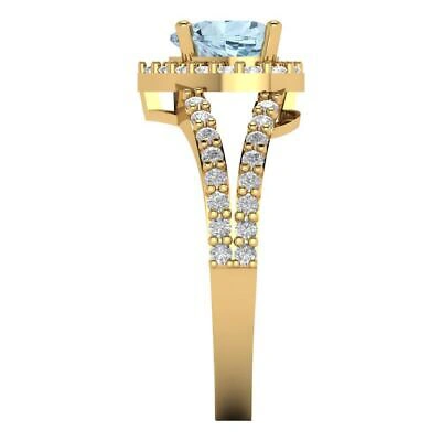 PUCCI Pre-owned 1.7ct Heart Swiss Topaz Solid 18k Yellow Gold Halo Statement Wedding Bridal Ring