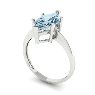 Pre-owned Pucci 2.5 Ct Marquise Designer Statement Classic Swiss Topaz Ring Solid 14k White Gold