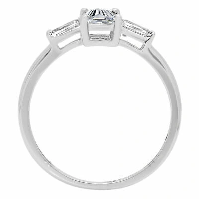 Pre-owned Pucci 0.8 Ct Emerald Cut Lab Created Diamond Solid 18k White Gold Three-ring In G-h