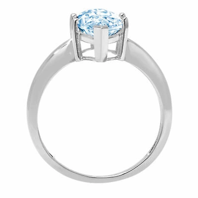 Pre-owned Pucci 2.5 Ct Marquise Designer Statement Classic Swiss Topaz Ring Solid 14k White Gold