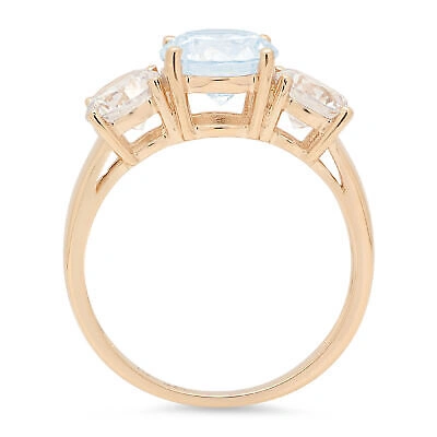 Pre-owned Pucci 3.2ct Round 3 Stone Swiss Topaz Promise Bridal Wedding Ring 14k Yellow Gold