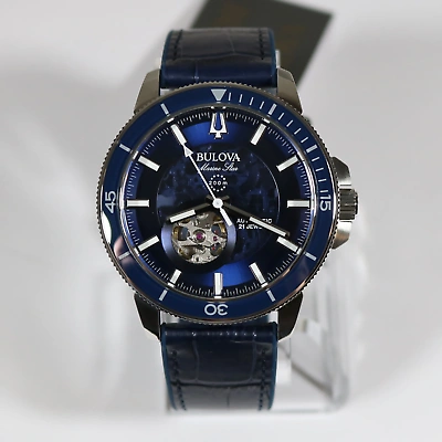 Pre-owned Bulova Marine Star Men's Stainless Steel Automatic Blue Dial Watch 96a291
