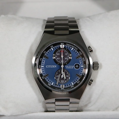 Pre-owned Citizen Super Titanium Chronograph Blue Dial Men's Watch Ca7090-87l
