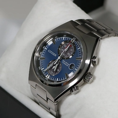 Pre-owned Citizen Super Titanium Chronograph Blue Dial Men's Watch Ca7090-87l
