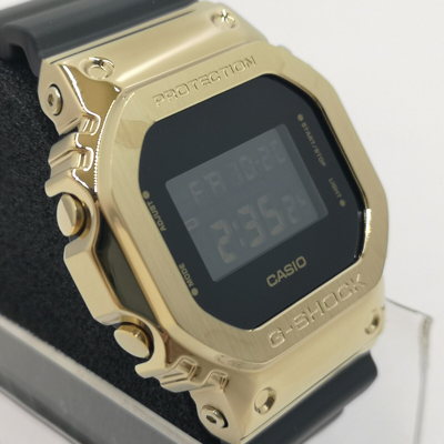 Pre-owned Casio G-shock Gm-5600g-9jf Black Gold Metal Case Digital Men's Watch In Box
