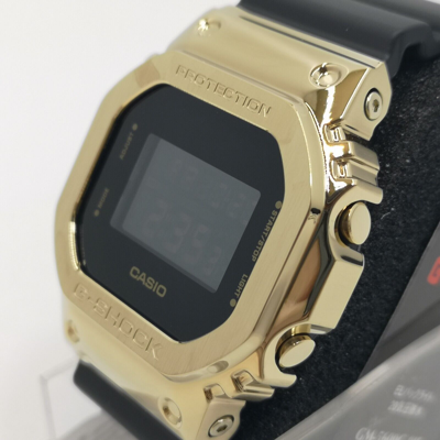 Pre-owned Casio G-shock Gm-5600g-9jf Black Gold Metal Case Digital Men's Watch In Box