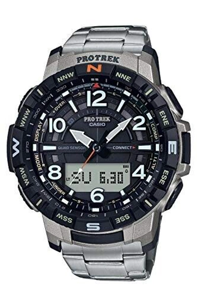 Pre-owned Casio Pro Trek Prt-b50t-7jf Men's Watch Titanium Bluetooth New_jp