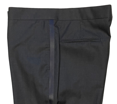 Pre-owned Brunello Cucinelli Men's Tuxedo Pants Size 34 / 50 Dark Grey Wool & Silk -$1,350 In Gray