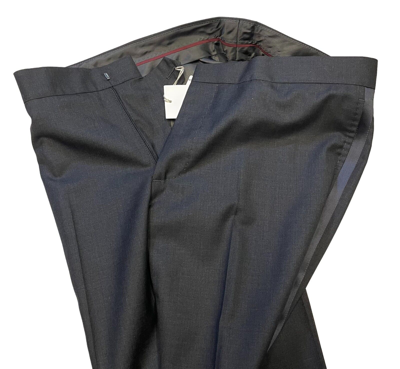 Pre-owned Brunello Cucinelli Men's Tuxedo Pants Size 34 / 50 Dark Grey Wool & Silk -$1,350 In Gray