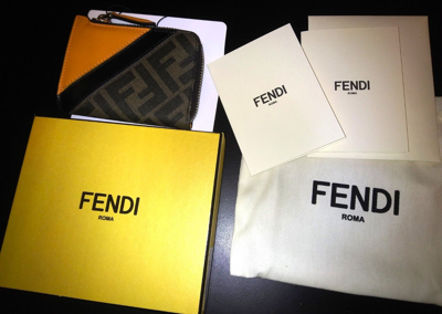 Pre-owned Fendi 'ff Diagonal Zip Around Wallet' Auth Men's Canvas/leather Tobacco/org In Brown/orange (f1kjs)