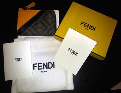 Pre-owned Fendi 'ff Diagonal Zip Around Wallet' Auth Men's Canvas/leather Tobacco/org In Brown/orange (f1kjs)