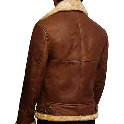 Pre-owned Bomber Men's Raf Aviator Real Sheep Skin Leather Coat  B3 Tan Brown Jacket