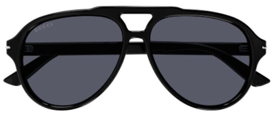 Pre-owned Gucci Original  Sunglasses Gg1443s 001 Black Frame Gray Gradient Lens 58mm