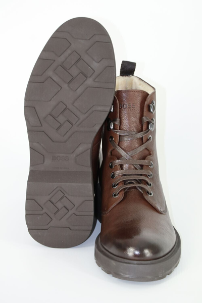 Pre-owned Hugo Boss Boots, Mod. Gladwin_halb_grf, Size 42 / Uk 8 / Us 9, Made In Italy In Brown