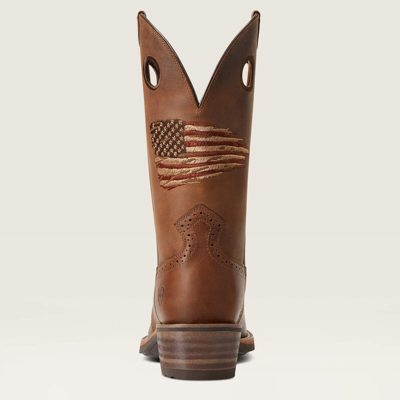 Pre-owned Ariat Men's Style No. 10040348 Roughstock Patriot Western Boot In Brown