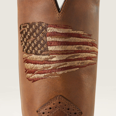 Pre-owned Ariat Men's Style No. 10040348 Roughstock Patriot Western Boot In Brown