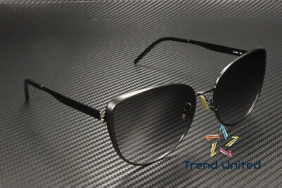Pre-owned Saint Laurent Sl M89 002 Round Oval Panthos Metal Black 61mm Women's Sunglasses In Gray
