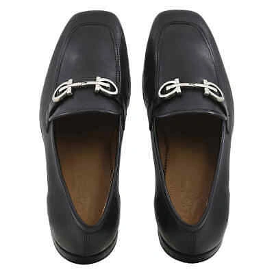 Pre-owned Ferragamo Salvatore  Men's Black Giove Gancini Ornament Loafers, Size 6.5