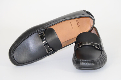 Pre-owned Hugo Boss Mocassins, Mod. Driver_mocc_nahw, Size 42, Uk 8, Us 9, Made In Italy In Black