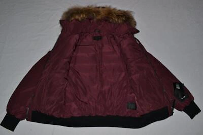 Pre-owned Mackage Authentic  Diego Bordeaux Down Bomber Fur Hood Men Jacket All Sizes In 44